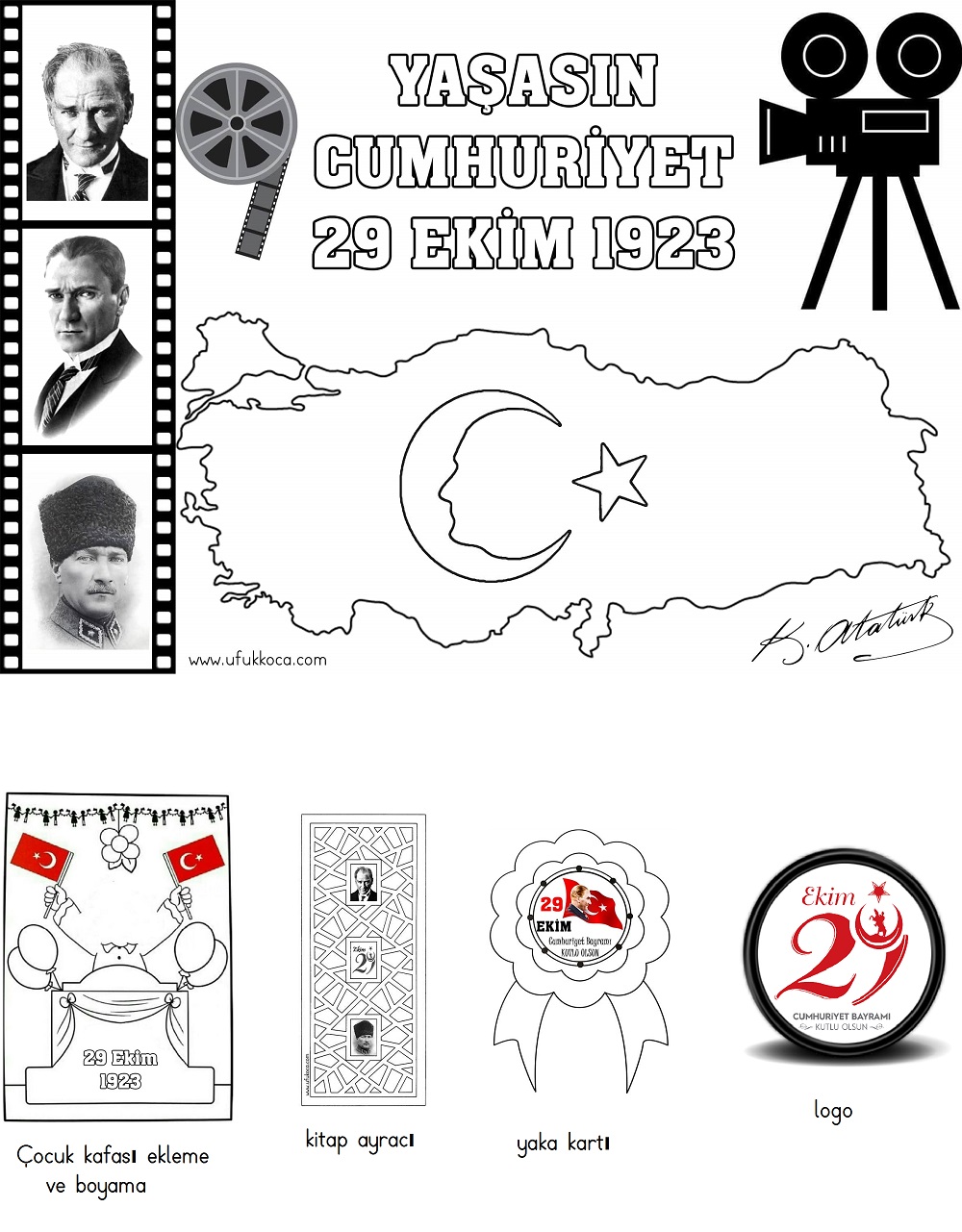 29 Ekim Cumhuriyet Bayrami Tum Dokumanlar Boyama Afis