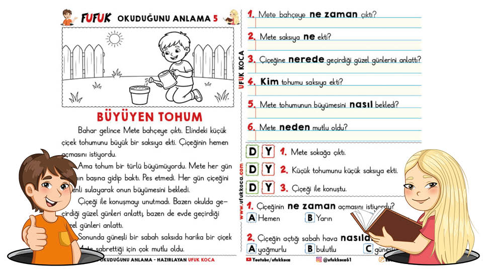 Fufuk Okuduğunu Anlama 5 - Büyüyen Tohum - Sabır