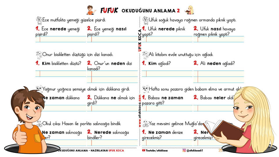 Fufuk Okuduğunu Anlama 2 - Tek Cümle