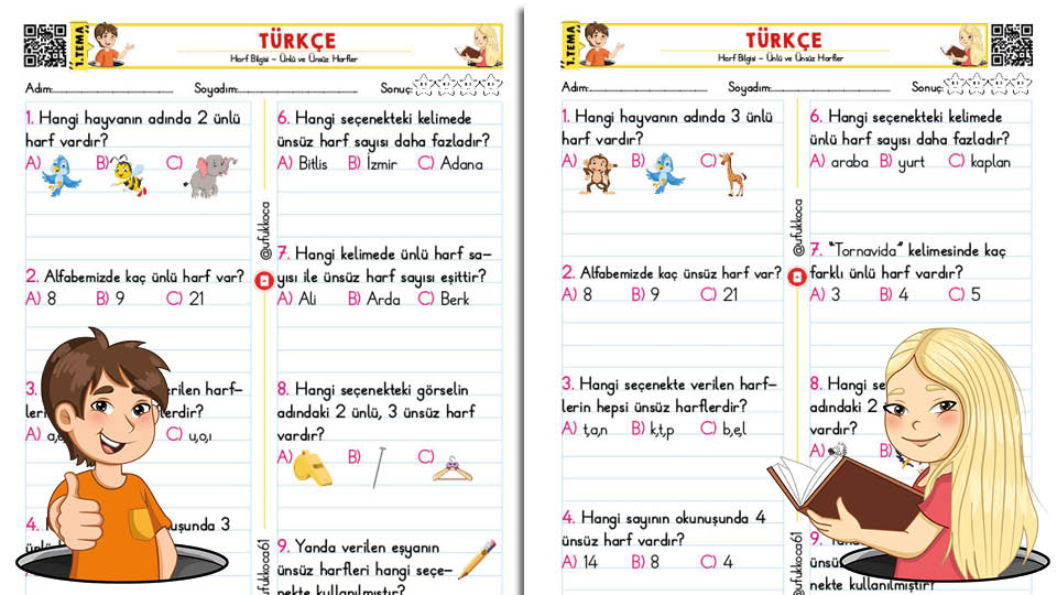 Harf Bilgisi Test - ünlü ünsüz var