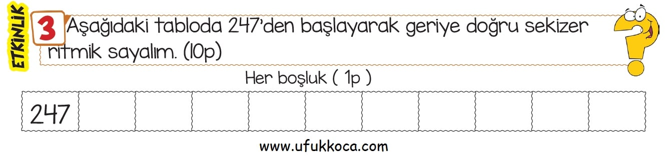 3.Sınıf matematik ritmik sayma etkinlikleri 2